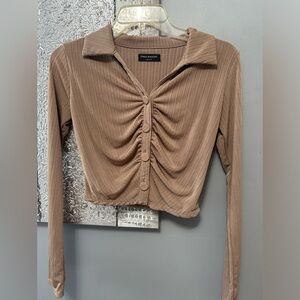 Naked Wardrobe cropped long sleeve button up